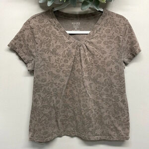 Sonoma Life & Style Everyday Tee Brown Floral V-Neck PXL